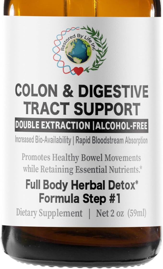 Colon Digestive Tract Support | 2 oz. Liquid Extract Tincture | Detox Cleanse Support Formula