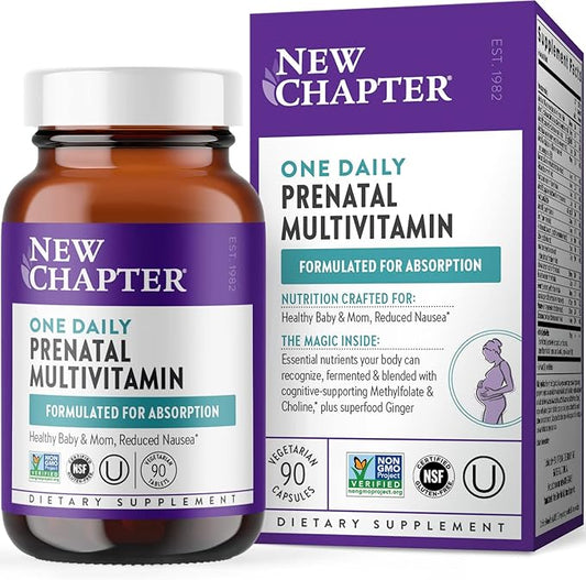 New Chapter Prenatal Vitamins, One Daily Prenatal Multivitamin with Methylfolate + Choline for Healthy Mom & Baby, Gluten Free & Non-GMO, 90 Count