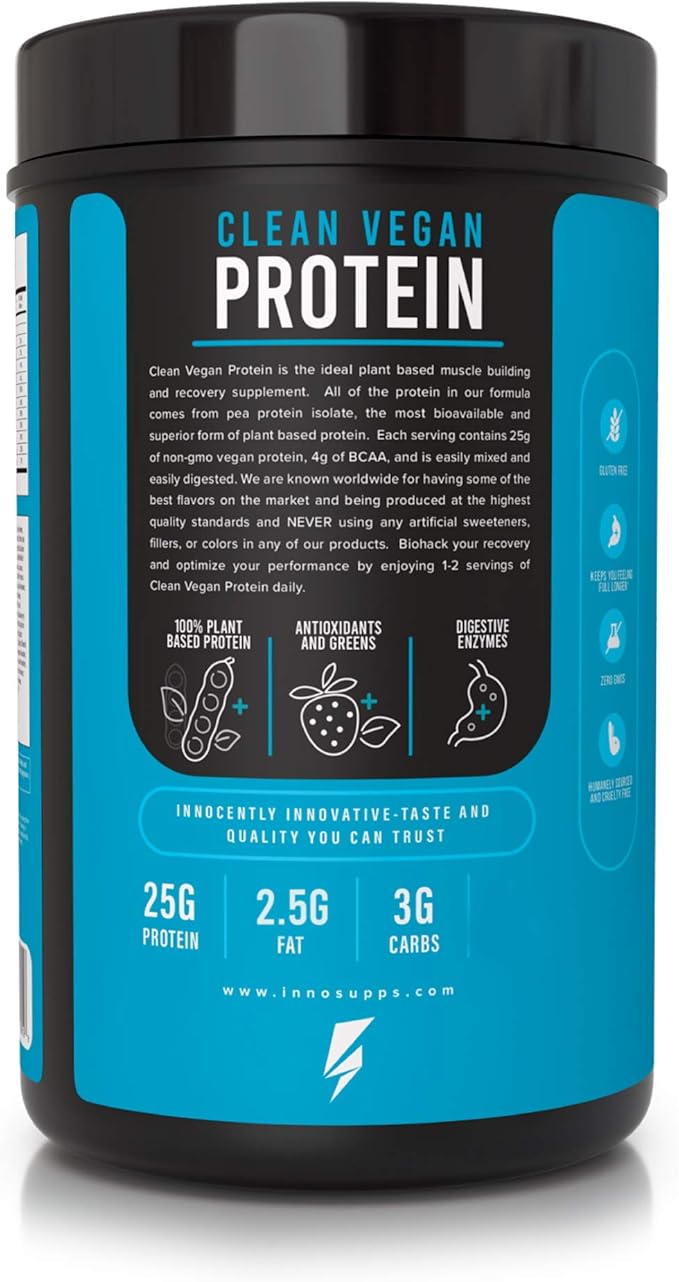 InnoSupps Clean Vegan Protein - Plant Based, Vegan, Natural, No Artificial Sweeteners, No Gluten, No Dairy. Lactose Free, Low Carbs, Low Fat, No Sugar Added, Soy Free, Non-GMO (Cinnamon French Toast)