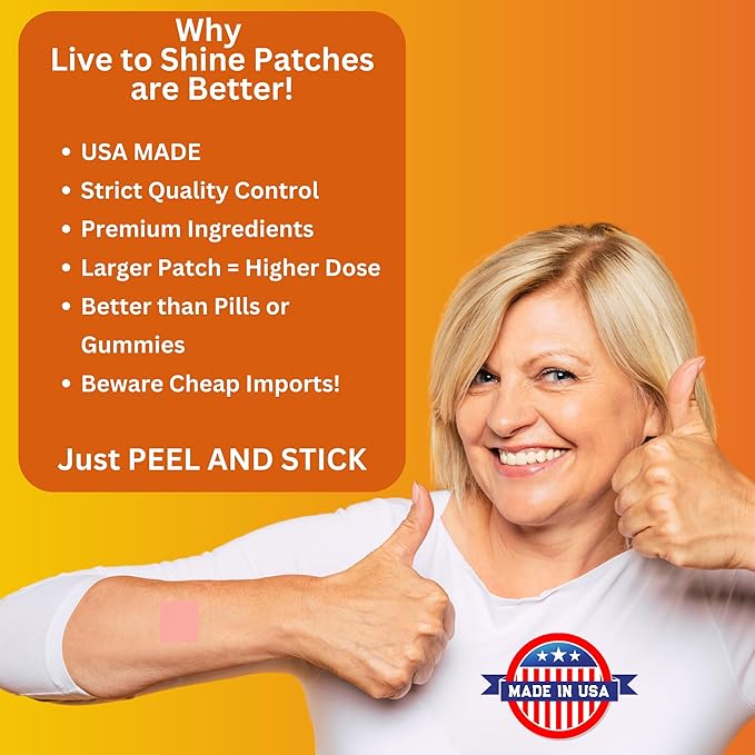 Calcium Magnesium D3 Topical Patches for Men and Women - One Month Supply - USA Made by Live to Shine