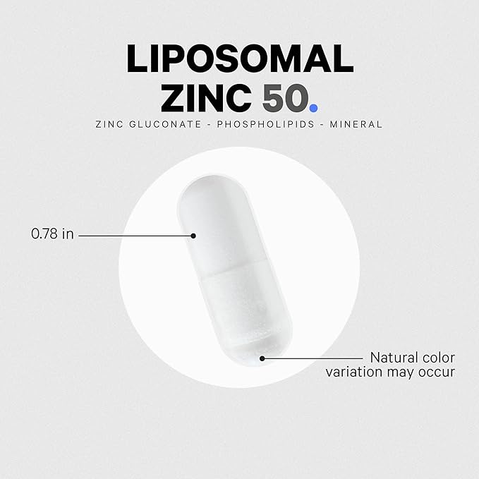 Codeage Liposomal Zinc Supplement – 3 Month Supply – One Per Day - 50 mg Zinc Gluconate Vitamin Pills - Essential Mineral Supplements Zinc Plus Liposomal Delivery Matrix - Vegan Non-GMO - 100 Capsules