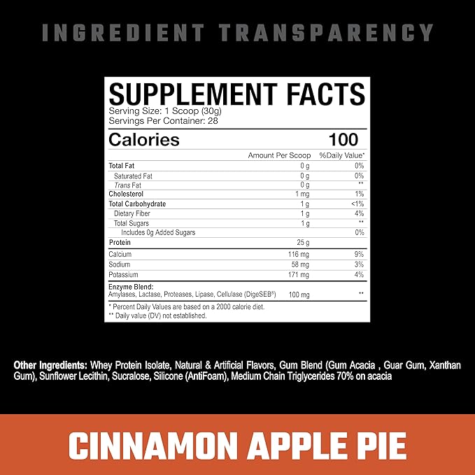 Axe & Sledge Supplements Farm Fed 100% Whey Protein Isolate with Digestive Enzymes (Cinnamon Apple Pie)