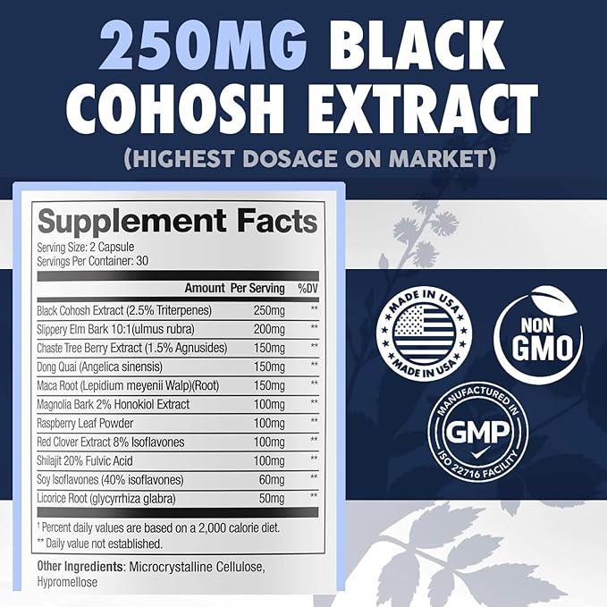 DR. EMIL NUTRITION Menopause Supplements for Women - Multi-Symptom Menopause Relief for Hot Flashes, Night Sweats & Mood Swings - Menopause Support Pills with Black Cohosh - 30 Day Supply