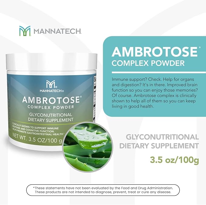 Mannatech Ambrotose Complex Immune Support Supplement, Supports Cell-to-Cell Communication and a Healthy Immune Defense, with Manapol Powder - 100% Aloe Vera Supplement 25 Days Supply