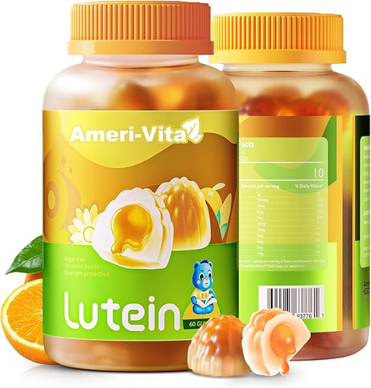 Lutein Gummies – 5mg Lutein & 1mg Zeaxanthin, Eye Vitamins for Kids & Teens, Orange Flavor, Sugar-Free, 60 Gummies