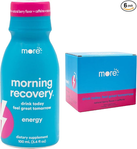 Morning Recovery, Electrolyte with Energy, Milk Thistle Drink Proprietary Formulation to Hydrate While Drinking for Morning Recovery, Highly Soluble Liquid DHM, Berry, Pack of 6