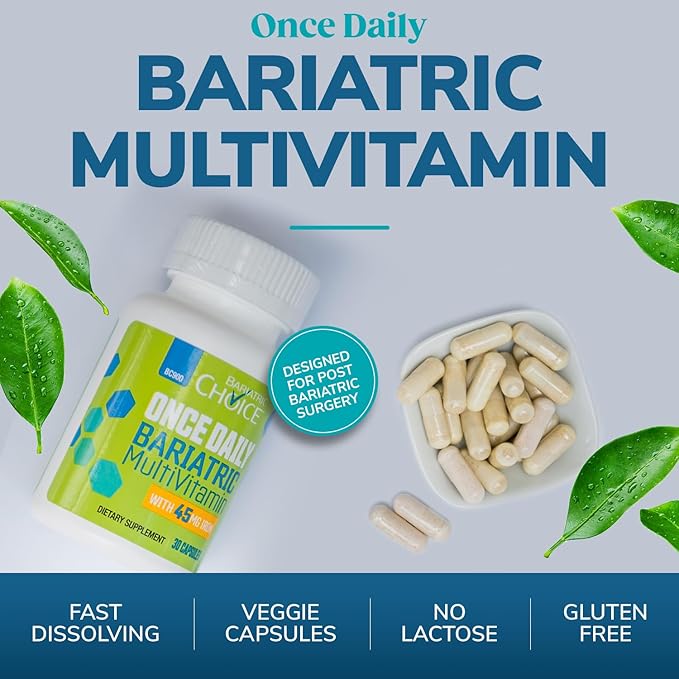 Bariatric Choice Once-Daily Bariatric Multivitamin with 45 mg of Iron | Easy to Swallow Capsule | Vitamin for Bariatric Surgery Patients | 30 Count (1-Month Supply)