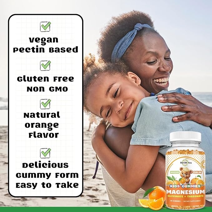 Magnesium Complex Gummies for Kids & Adults- Magnesium Glycinate, Threonate Supplement- Support Calm Stress Relief, Bones, Mood Vegan- Sugar-Free Orange Flavor, 60 Gummies