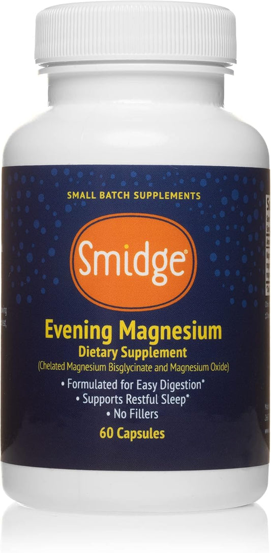 Smidge® Evening Magnesium Capsules, 60 ct. Pure, Non-GMO Magnesium Supplement to Support Rest & Relaxation.