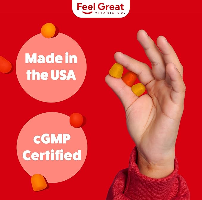 Feel Great Vitamin Co. Complete DHA Gummies for Kids | with Omega 3 6 9 + DHA, Vitamin C | Supports Healthy Brain Function, Vision & Heart Health | Gluten Free, Vegetarian | 60 Gummies