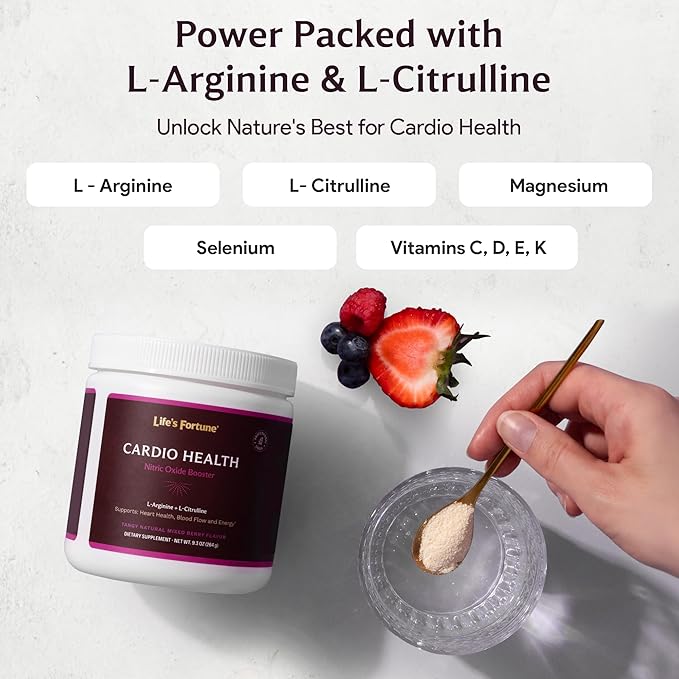 Life's Fortune 5000mg L Arginine 1000mg L Citrulline Supplement Powder, High Potency Nitric Oxide Booster, Natural Mixed Berry Flavor (20 Servings (Pack of 1)