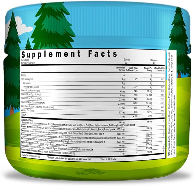 Infusions Super Green Gummies for Kids 90 Count - Superfood Booster Soft and Delicious 8 Powerful Blends Vegan Friendly Gluten Free & Non-GMO