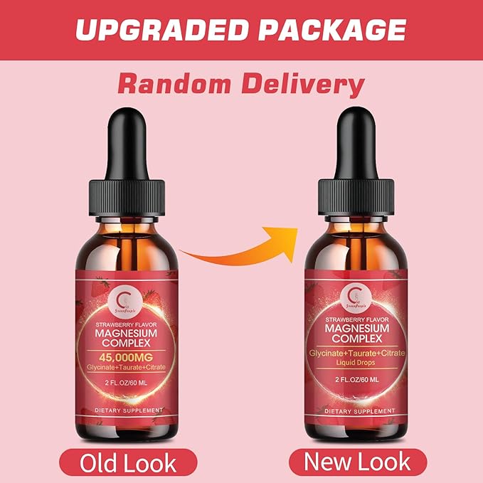 Triple Magnesium Complex Liquid Drops - Magnesium Glycinate Liquid Drops, Taurate & Citrate with L-theanine, Vitamin B6 for Sleep, Muscle, Immune Health, Vegan, Non-GMO, Strawberry Flavor, 2 Fl OZ