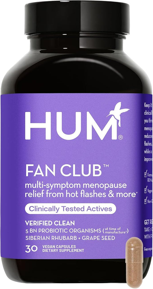 HUM Fan Club - Menopause Probiotic Supplement with Siberian Rhubarb for Women - May Provide Multi-Symptom Relief for Hot Flashes & Low Energy. Helps Hormonal Balance (30-Count)