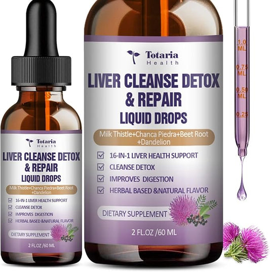 Liver Cleanse Detox & Repair Liquid,1100mg Milk Thistle Supplement Dandelion Root and 16+ Herbs for Liver Support Active Liver Health Formula No Sugar Vegan Non-GMO and All-Natural