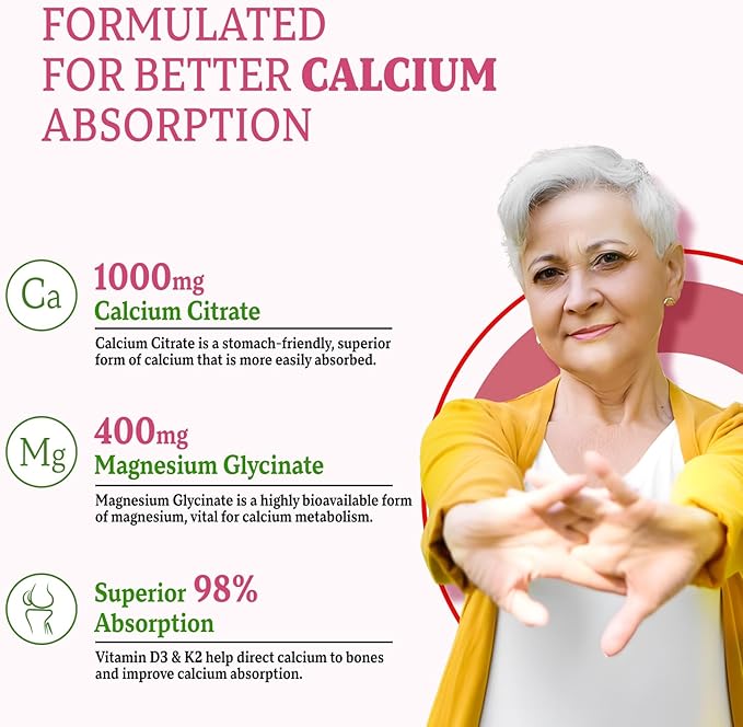 Calcium Magnesium Zinc Gummies with Vitamin D3 & K2, Calcium Gummies for B0nes Muscles, Women & Men, Raspberry Flavor - 120 Count