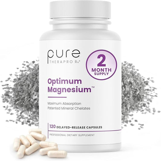 Pure TheraPro Rx Optimum Magnesium Lysinate Glycinate & Di-Magnesium Malate, Made in USA | 2 Month Supply | Chelated for Maximum Absorption, Supports Bone Health & Energy, Non-GMO