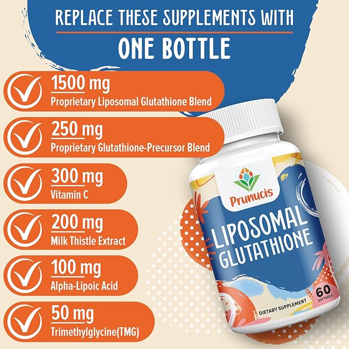 2400MG Liposomal Glutathione, Reduced L-Glutathione, Glutathione Supplement with Vitamin C, Master Antioxidants, Enhanced Absorption, Antioxidant Supplements - Immune System, 480 Softgels