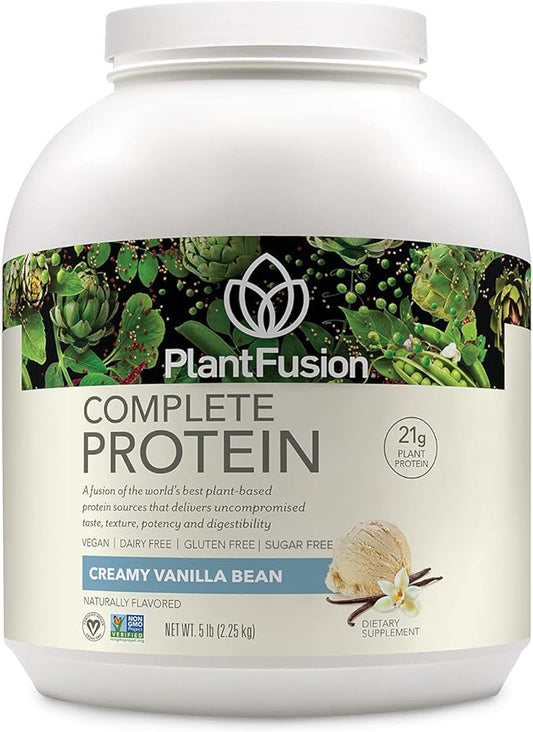 PlantFusion Complete Vegan Protein Powder - Plant Based Protein Powder with BCAAs, Digestive Enzymes and Pea Protein - Keto, Gluten Free, Soy Free, Non-Dairy, No Sugar, Non-GMO - Vanilla Bean 5lb Bulk