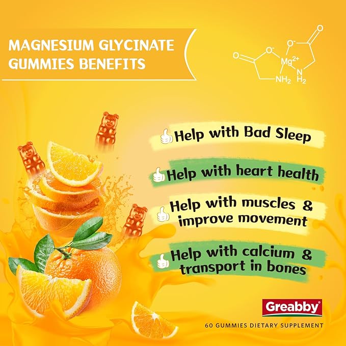 Magnesium Glycinate Gummies for Kids & Adults - Magnesium Glycinate 300mg Chewable Supplement - Promotes Sleep, Muscle, Relaxation (120Count)