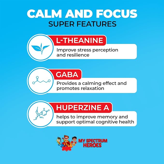 Calm & Focus Supplement Drops - Brain Support with L-theanine, GABA, Huperzine A - Enhance Focus for Kids or Adults - Boost Concentration for Kids & Teens - 2.02 FL oz. (60 ml)