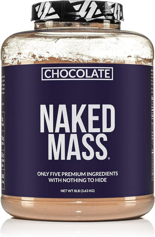 NAKED Chocolate Mass Gainer - All Natural Weight Gainer Protein Powder - 8lb Bulk, GMO Free, Gluten Free & Soy Free. No Artificial Ingredients - 1,360 Calories