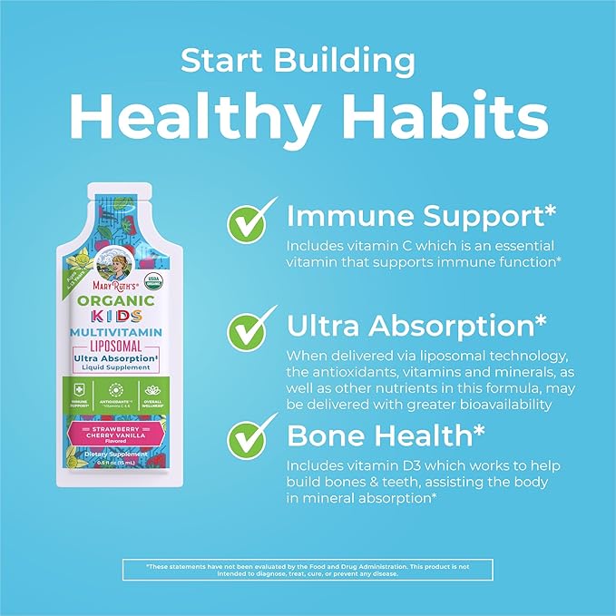 Multivitamin for Kids | Sugar Free Kids Multivitamin | Liquid Vitamins | Immune Support Supplement | Cognitive Health & Overall Wellness | USDA Organic | Vegan | Non-GMO | 14 Servings
