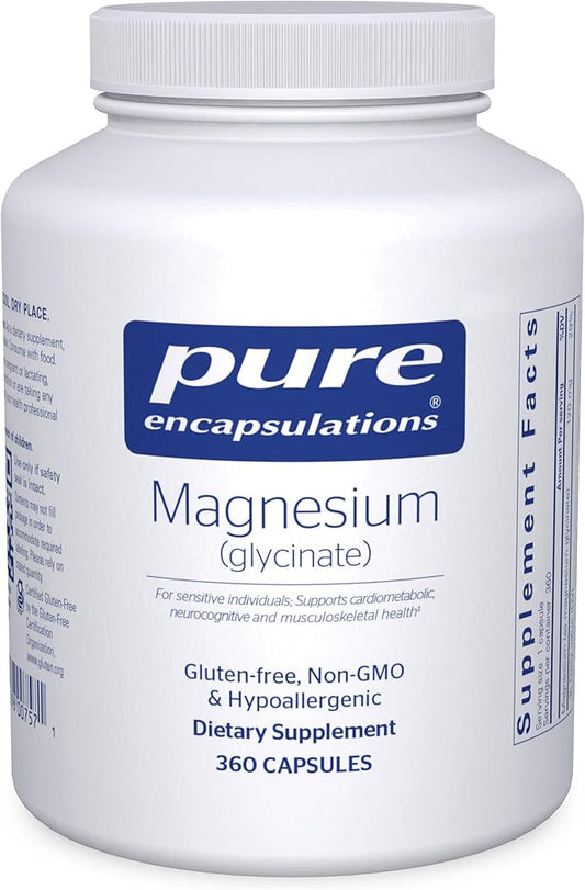 Pure Encapsulations Magnesium (Glycinate) - Supplement to Support Stress Relief, Sleep, Heart Health, Nerves, Muscles, and Metabolism* - with Magnesium Glycinate - 360 Capsules