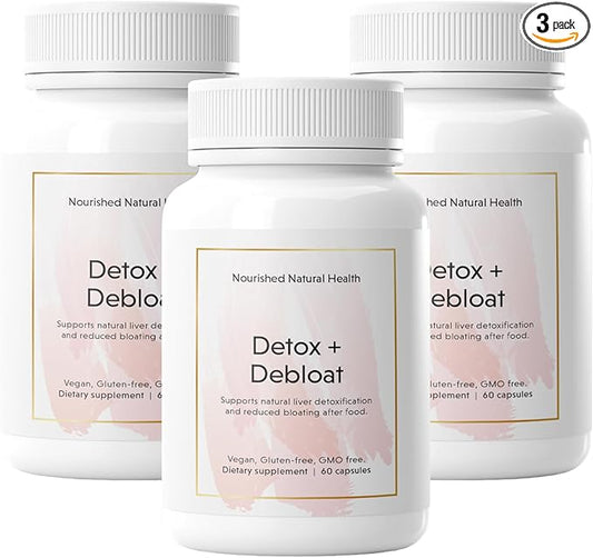 Nourished Natural Detox + Debloat - Milk Thistle & Dandelion Root Vegan Supplement for Women - Bloating Relief & Digestion Support - 180 Capsules