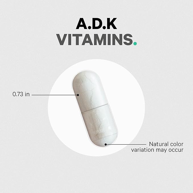 Codeage ADK Vitamins Supplement - Essential Vitamin A, Vitamin D3 5000 IU, Vitamin K1 & K2 (MK4 & MK7) - 6-Month Supply - A D K Vitamins, 1 Capsule per Serving, Non-GMO, Gluten-Free - 180 Capsules