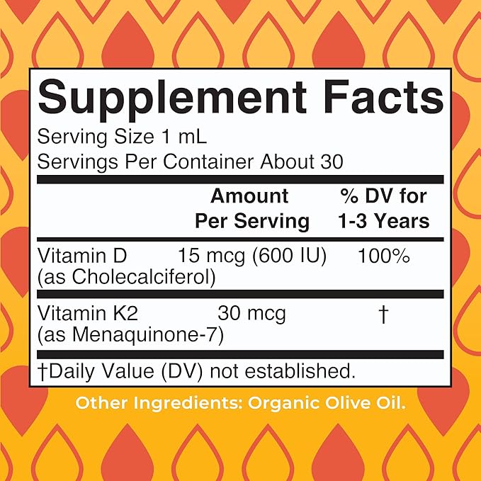 MaryRuth Organics Vitamin D3 | Vitamin K2 | Vitamin D3 K2 Drops | K2 D3 Vitamin Liquid Supplement for Toddlers | Kids Supplement for Calcium Absorption Strong Bones | Vegan | Gluten Free | 1 Fl Oz