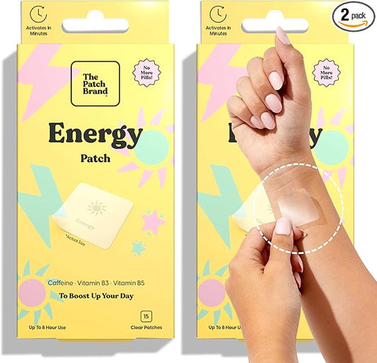 The Patch Brand Energy Patches | Supports Energy with Caffeine and B5 and B3 | All Natural Vitamins & Mineral Patch Plant Based and Cruelty Free Water Resistant Patches That Last All Day