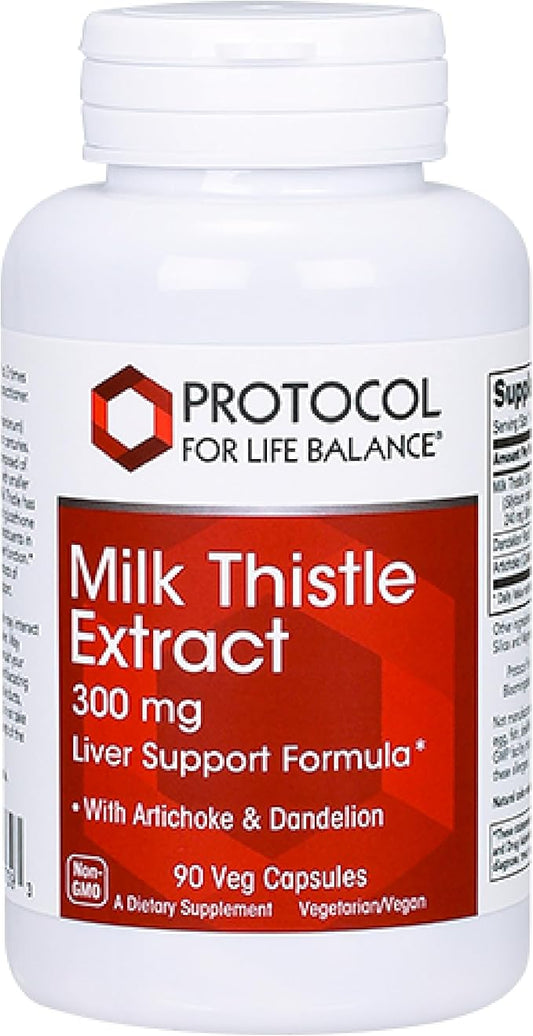 Protocol Milk Thistle Extract 300 mg - for Healthy Liver Support* - with Artichoke Leaf & Dandelion Root - Vegan & Kosher - 90 Veg Capsules