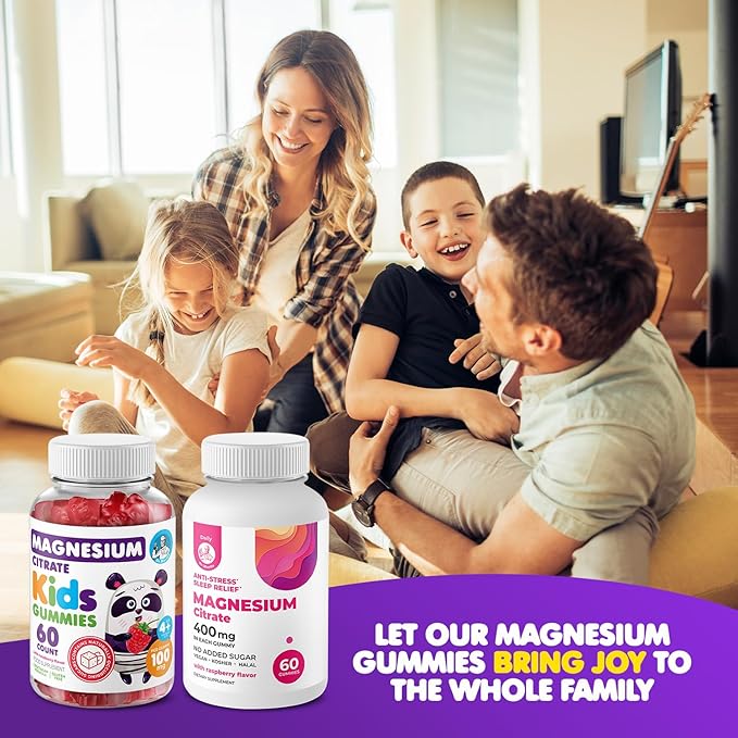 DR. MORITZ Calm Magnesium Gummies for Adults (400mg, 60 Count) and Kids Magnesium Gummies (60 Count) - for Relaxation Support - Sugar-Free & Non-GMO - Raspberry Flavor