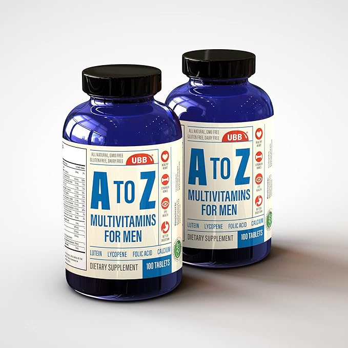 A to Z Multivitamin and Multimineral Supplement for Men - 3 Month Supply - Vitamins A C D E K B1 B2 B6 B12 Magnesium Calcium Biotin Potassium Zinc - Antioxidants for Heart & Immune Health (100 Count)