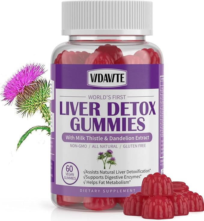 Liver Cleanse Detox & Repair Gummies — 1500mg Silymarin Milk Thistle Supplement with Artichoke, Dandelion and 20+ Herbs — Essential Liver Support Supplement for Men & Women (60 Vegan Gummies)