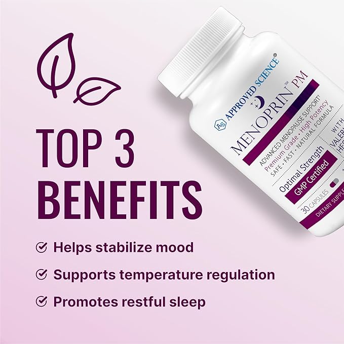 Approved Science Menoprin PM - Advanced Menopause Support - Protykin, Black Cohosh - 1 Bottle Menoprin PM - 30 Capsules - Vegan