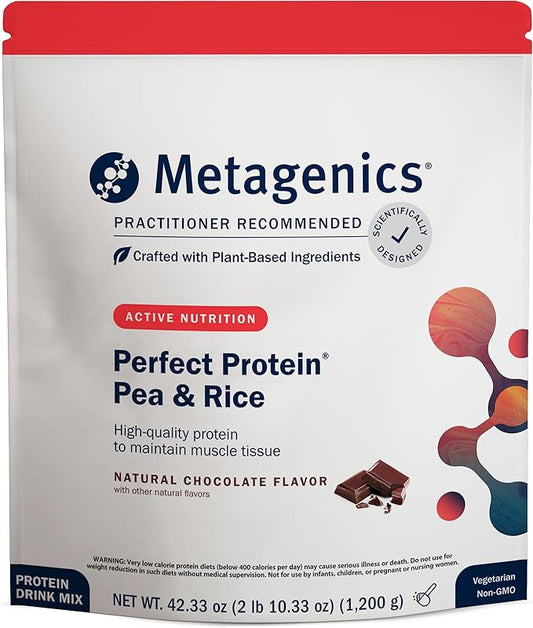 Metagenics Perfect Protein Pea & Rice - Featuring OptiProtein, a Balanced Combination of Proprietary Pea and Rice Protein with Added BCAAs - Chocolate Flavor - 30 Servings - 42.33 Oz