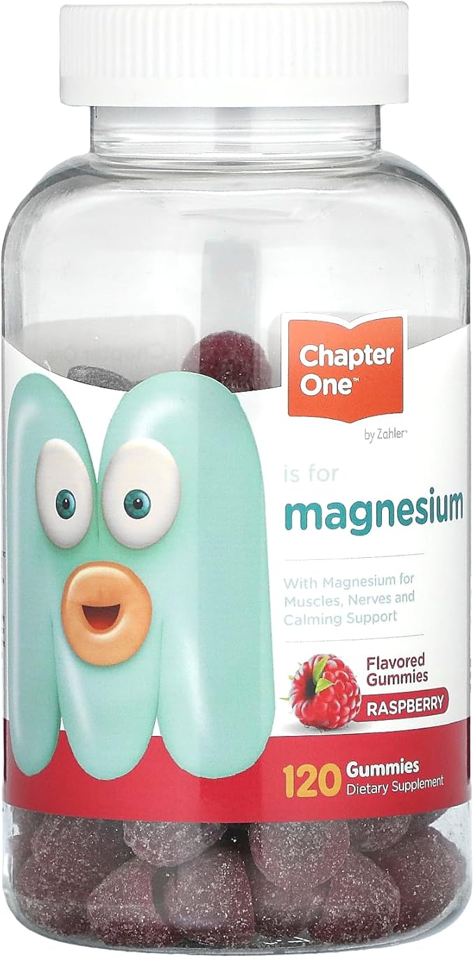 Chapter One Magnesium Gummies, High Dose Magnesium for Kids, Calm Kids Magnesium, Magnesium Gummies for Women and Men, Certified Kosher (Raspberry 120 Count)