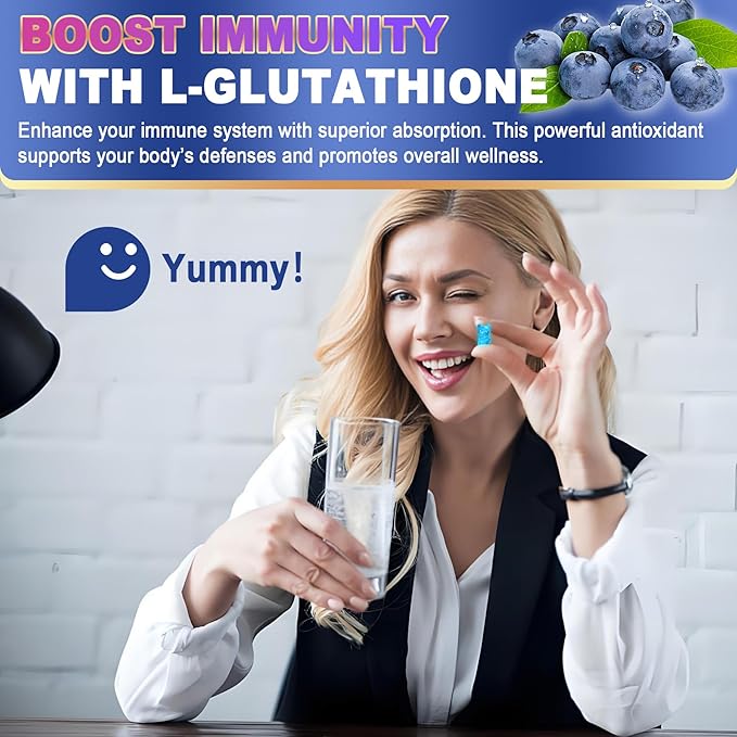 1100mg Liposomal Glutathione Gummies for Women, Active L-Glutathione Reduced (GSH) with Vitamin C, Phospholipids, ALA, NAC & Milk Thistle, Antioxidant for Anti-Aging, Immune & Cleansing, Vegan, 120 ct