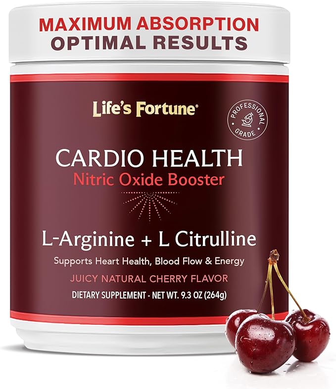 Life's Fortune L Arginine L Citrulline Supplement Powder - High Potency Nitric Oxide Supplement Booster with Natural Cherry Flavor (20 Servings (Pack of 1)