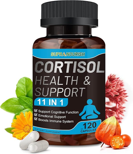 Cortisol Supplements for Women and Men, 11-in-1 Cortisol Manager,Cortisol Reducer with Ashwagandha, Rhodiola, L-Theanine, Hormone Balance, 120 Capsules (60-Day Supply)