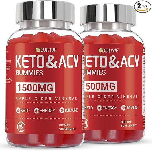 (2 Pack) Keto ACV Gummies - 1500mg Apple Cider Vnegar Gummies - with Pomegranate Beetroot & Vitamin B12 B6 - GMO Free & Made in USA - 120 Count