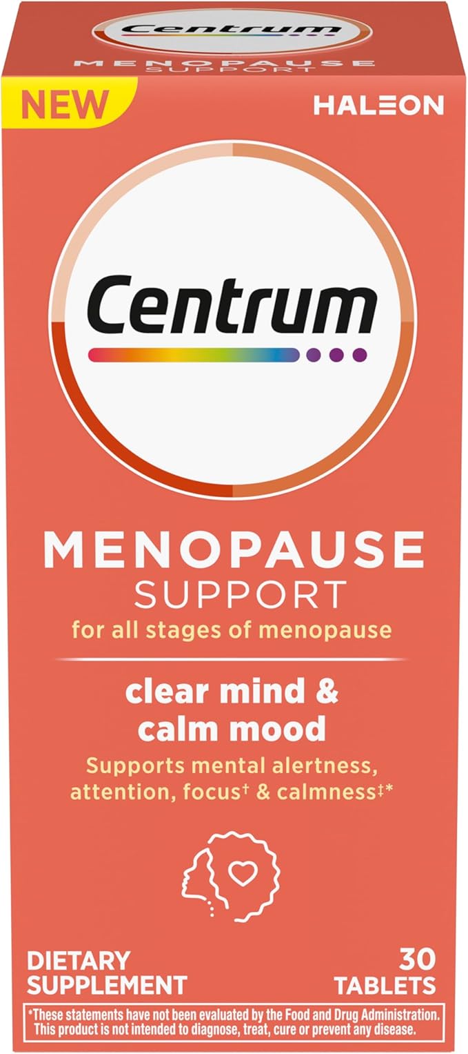 Centrum Clear Mind and Calm Mood Menopause Support Tablets, with Clinically Studied enXtra, 30 Count