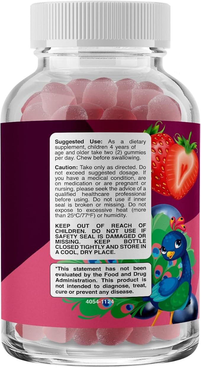 Phytoral Vegan Kids Focus Gummies - Potent Chewable Brain Support for Children - Enhances Concentration & Memory - Calming Supplements & Focus Gummies for Kids - Non-GMO & Gluten-Free - 60 Count