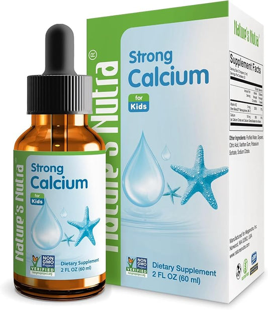 Nature's Nutra Strong Calcium, Plus MenaQ7 K2, Premium Liquid Calcium for Baby, Infant and Children, Natural Flavor, Non-GMO, Kosher, 2 Fl. Oz (60ml)