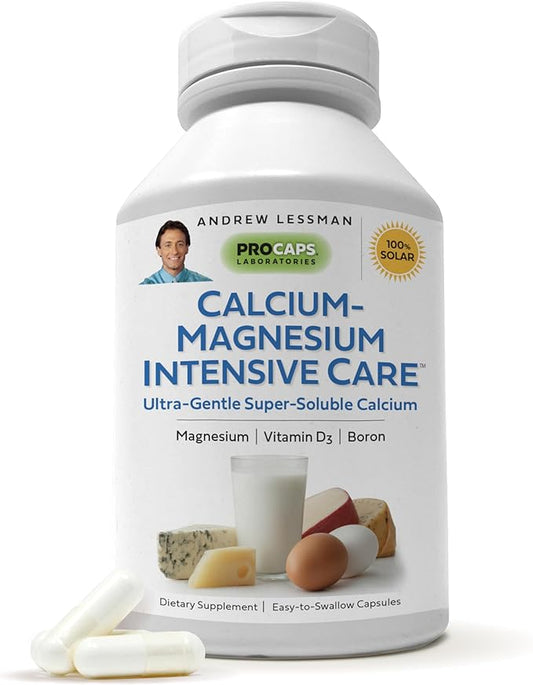 ANDREW LESSMAN Calcium Magnesium Intensive Care 60 Capsules - Bone and Skeleton Health Essentials. Easy to Swallow Capsules, Super Soluble Fine Powder. Gentle to Even The Most Sensitive Stomachs