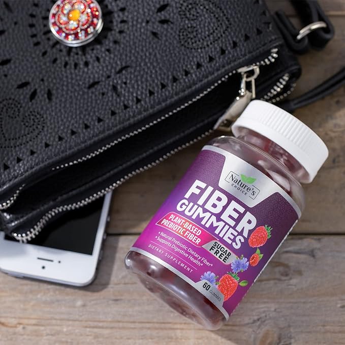 Sugar Free Fiber Gummies for Adults, Daily Prebiotic Natural Soluble Fiber Supplement & Digestive Health Support - Regularity & Digestion Health Support, Plant Based Berry Flavor - 60 Gummies