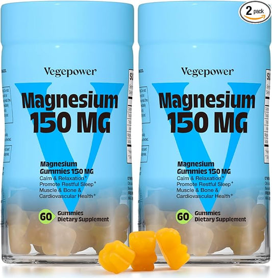 Vegan Magnesium Gummies Supplements - 1363.68 mg Calm Magnesium Citrate Gummies Chews for Adults and Kids, Supports Better Sleep, Relaxation, High Absorption Mg (Mango, 60 Count (Pack of 2))