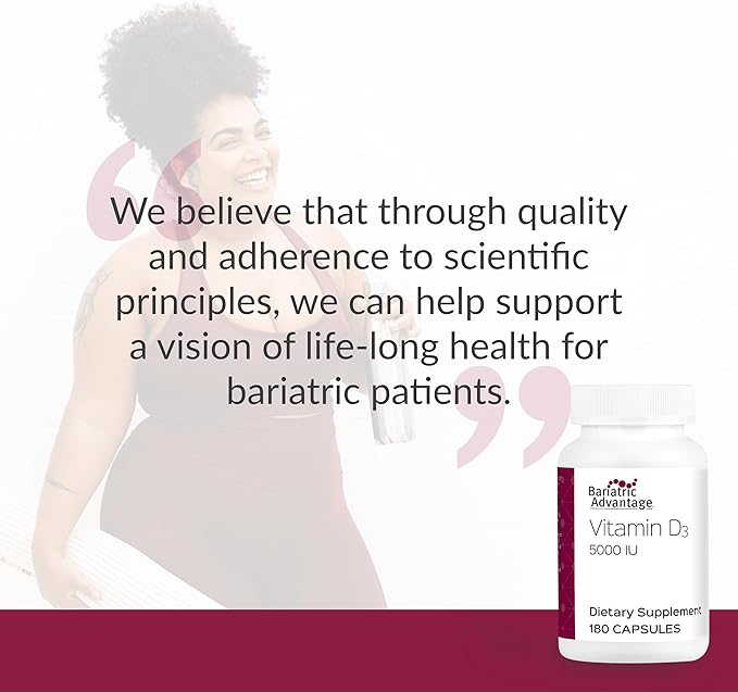 Bariatric Advantage Vitamin D3 5,000 IU - Bariatric Vitamin D - Water-Miscible - Bone Strength Support* - Vitamin D Capsule - Easy Swallow Capsule - for Bariatric Patients - 180 Count